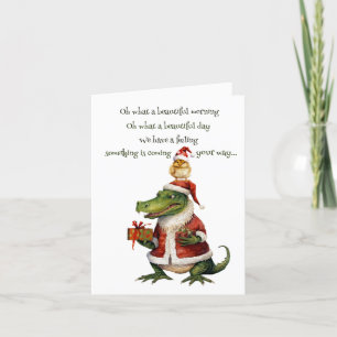 Alligator Och Kyckling Falt Julkort Helgkort