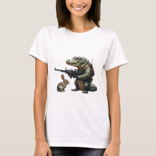 Alligator och Nyfiken kanin i Redot T Shirt