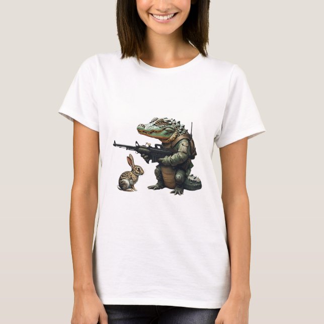 Alligator och Nyfiken kanin i Redot T Shirt (Framsida)