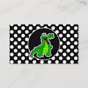 Alligator på Black and White Polka dots Visitkort