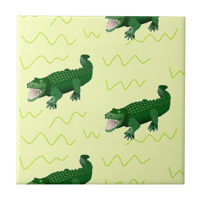 Alligator på gult kakelplatta (Framsidan)