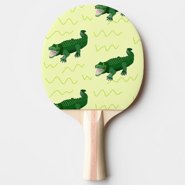 Alligator på gult pingisracket (Framsidan)