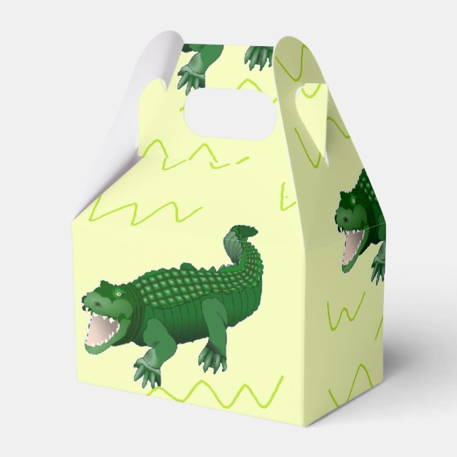 Alligator på gult presentaskar (Framsidan Sidan)