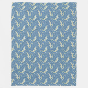 Alligator Paisley med Grönt på Blue Fleecefilt