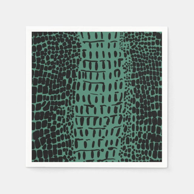 Alligator Print Papper Cocktail Napkins Pappersservett (Framsidan)