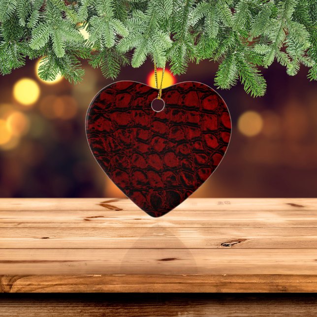 Alligator Red Faux Leather Julgransprydnad Keramik (Skapare uppladdad)