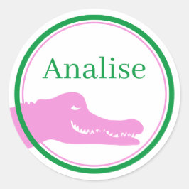 Alligator (Rosa) Anpassningsbar-etikett Runt Klistermärke