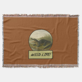 Alligator Saddle Brown Throw Blanket Filt
