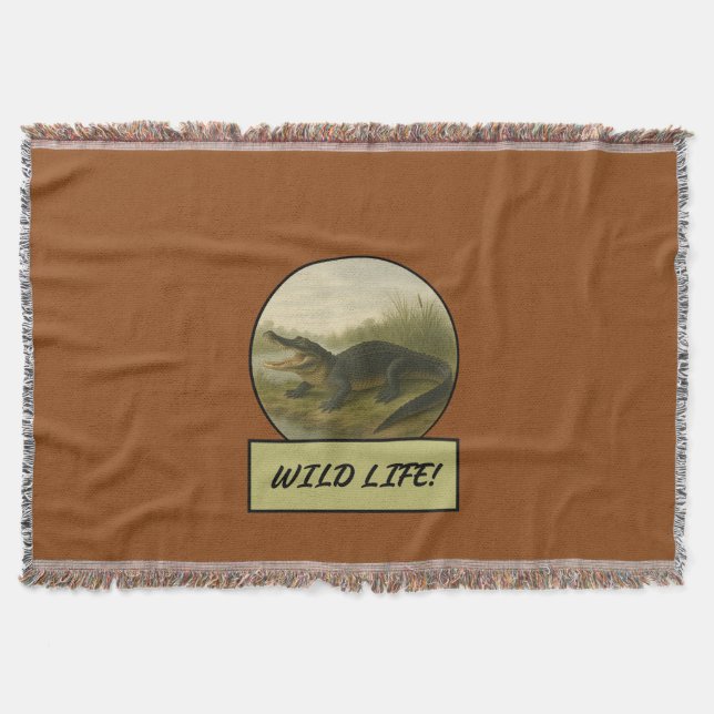 Alligator Saddle Brown Throw Blanket Filt (Framsidan)
