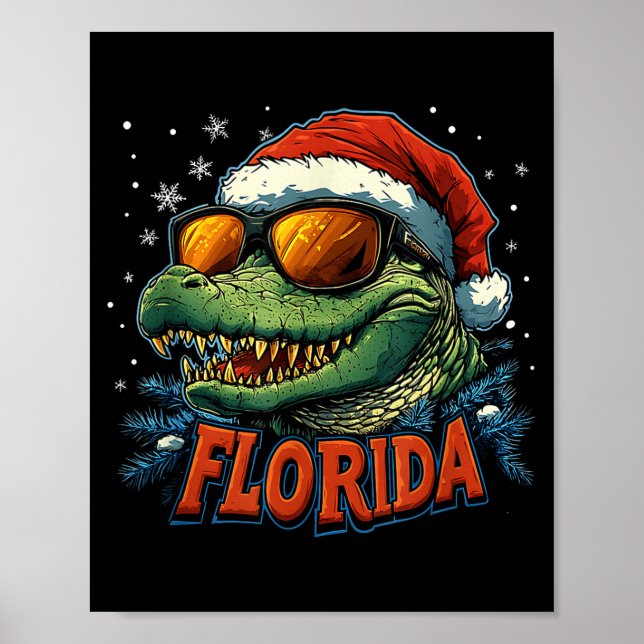 Alligator Santa Funny Florida Holiday Christmas Xm Poster (Framsidan)