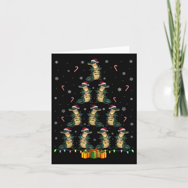 Alligator Santa Hat Julafton Ljus Manar Kvinnor Ch Kort (Framsida)