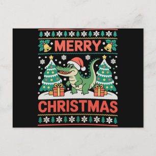 Alligator Santa Hatt Fulstyg Tröja Julgran Helg Vykort