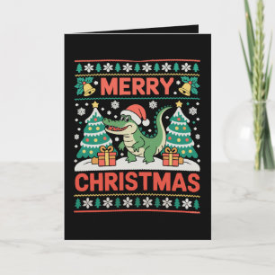 Alligator Santa Hatt Fulstyg Tröja Julgran Kort