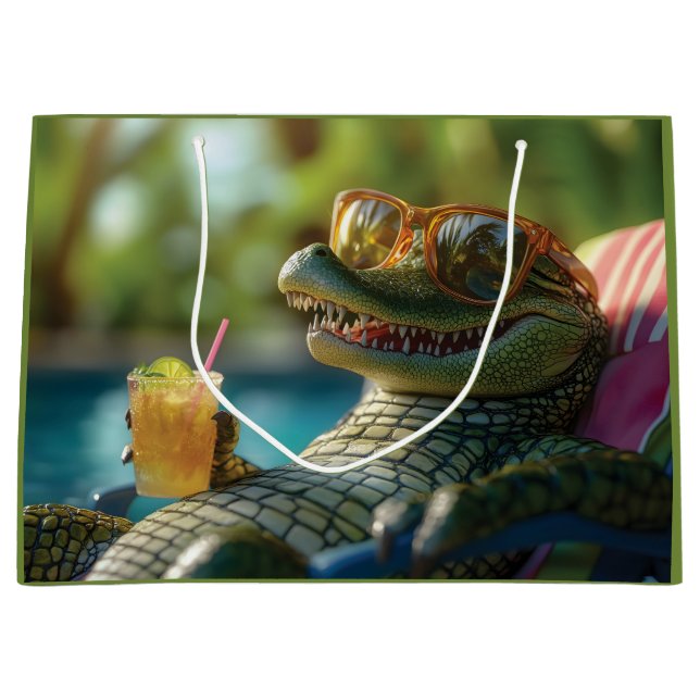 Alligator som njuter av en poolside drink (Framsidan)