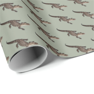 Alligator som slår in papper presentpapper