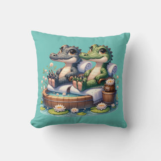 "Alligator Spa Day" Kudde