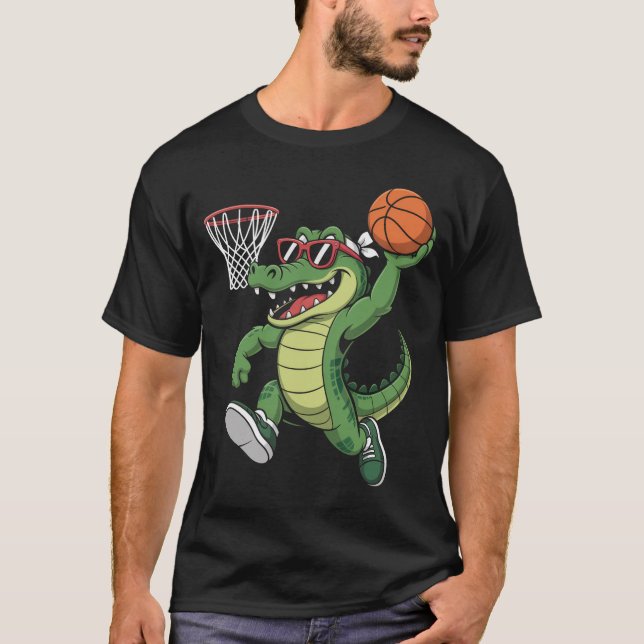 Alligator spelar basketbollspelare t shirt (Framsida)