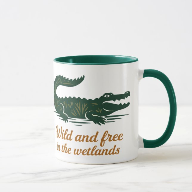 Alligator Sump Natur Grafisk T-Shirt Mugg (Höger)
