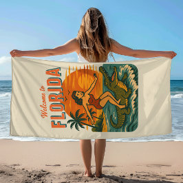 Alligator Surfande Strand Pinup Retro Kustlig Alli