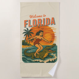 Alligator Surfande Strand Pinup Retro Kustlig Alli