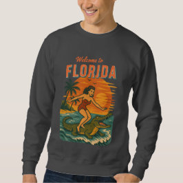Alligator Surfing Coastal Life Graphic Retro Surf Lång Ärmad Tröja