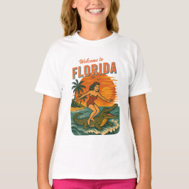Alligator Surfing Coastal Life Graphic Retro Surf T Shirt