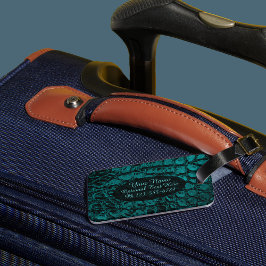 Alligator Teal Faux Leather Bagagebricka