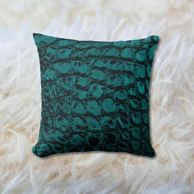 Alligator Teal Faux Leather Kudde (Skapare uppladdad)
