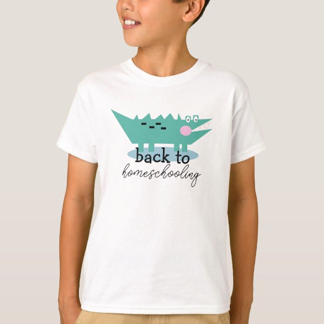 Alligator Tillbaka till Hemundervisning Första Dag T Shirt (Framsida)