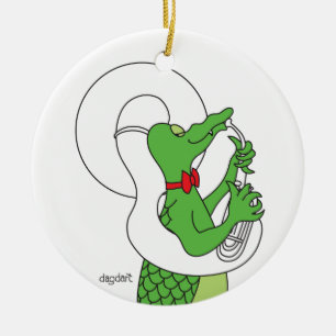 Alligator Tuba Julgransprydnad Keramik