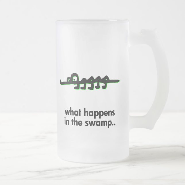 Alligator vad som händer i träsket frostat ölglas (Höger)