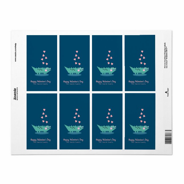 Alligator Valentines day Lodrät Fraktsedel (Helt Ark)