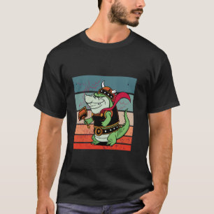 Alligator viking tecknad rolig vild hammare rustni t shirt