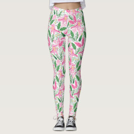 Alligator Vin Rosa Grönt Preppy Leggings