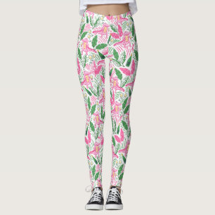 Alligator Vin Rosa Grönt Preppy Leggings