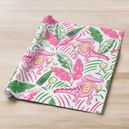 Alligator Vin Rosa Grönt Preppy Presentpapper