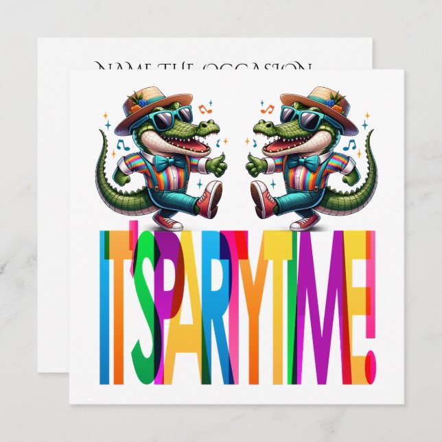 Alligatorfest i aften inbjudningar (Fram/baksida)