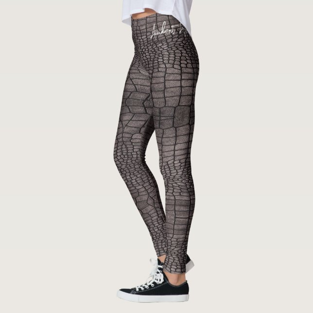Alligatorns hudutformning på ett lager leggings (Vänster)
