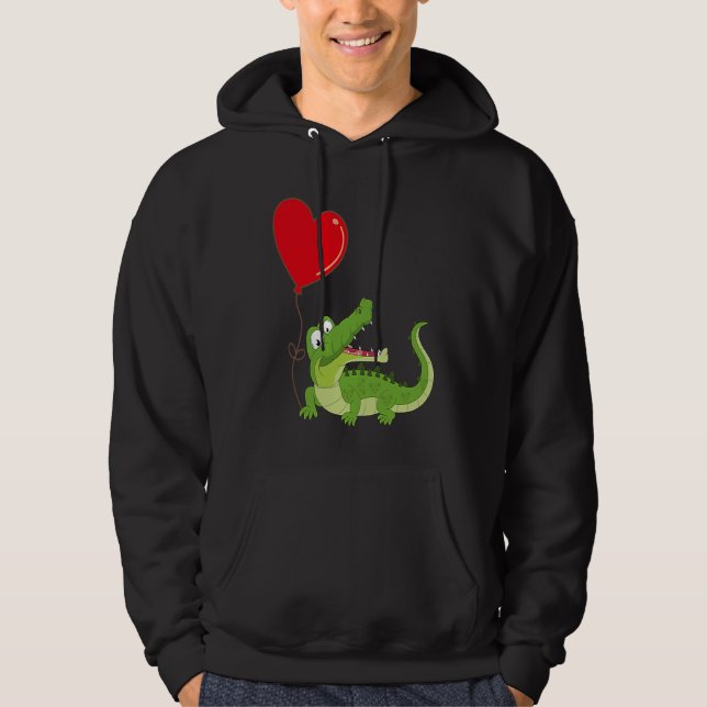 Alligators With Heart Balloon Valentines Day Love  Hoodie (Framsida)