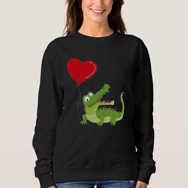 Alligators With Heart Balloon Valentines Day Love  T Shirt (Framsida)