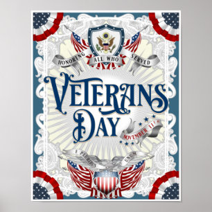 Allin-Grått"VICTORIA VETERANS DAG", tung Lagrar Poster