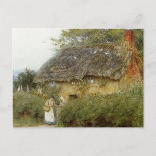 Allingham A Cottage med solblommor vid Peaslake Vykort