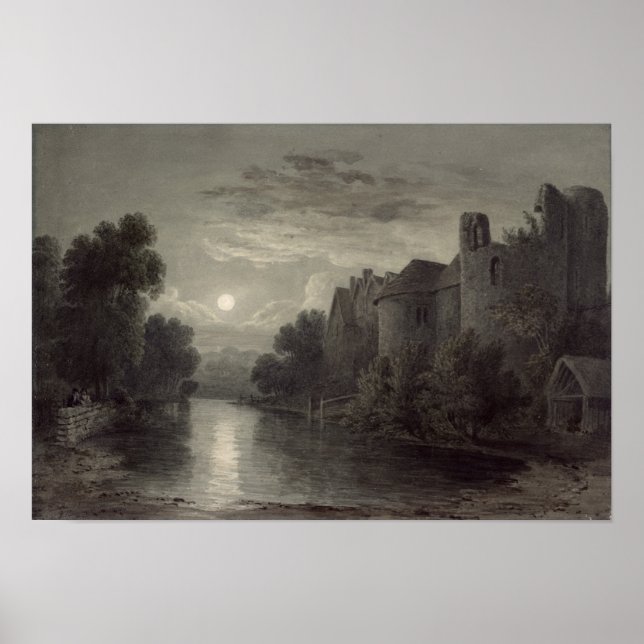 Allington Castle, nära Maidstone, Kent; Moonlight Poster (Framsidan)