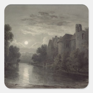 Allington slott, nära Maidstone, Kent; Månsken Fyrkantigt Klistermärke