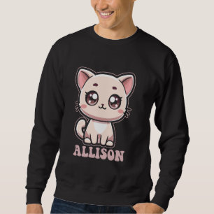 Allison Cute Kattunge Design för Girls Namn Allis Lång Ärmad Tröja