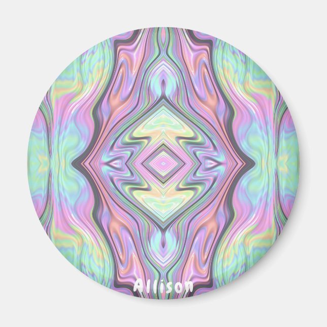 ALLISON ~ Grönt för Gult och Rosa Parly Design Magnet (Framsidan)