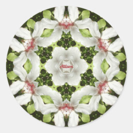 ALLISON ~ PÅSK HIBISCUS WHITE RELIGIÖSA ~ RUNT KLISTERMÄRKE