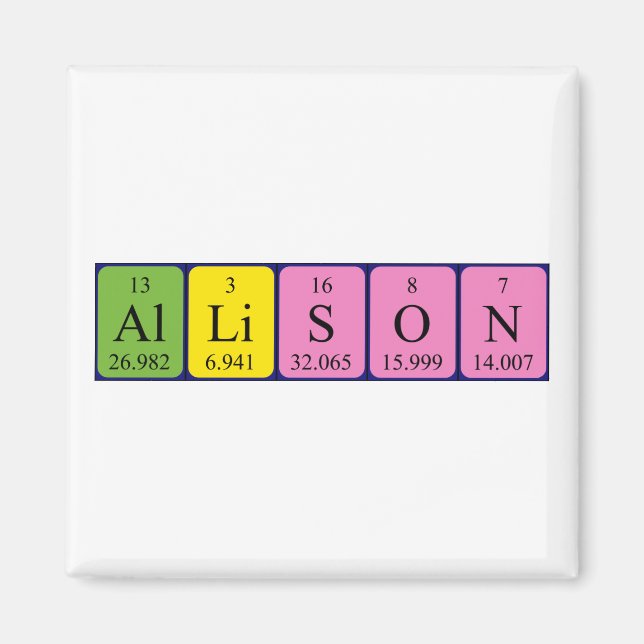 Allison Periodisk magnet bord namn (Framsidan)