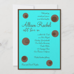 Allison Rachel Hebreisk Judisk Choklad Bat Mitzvah Inbjudningar