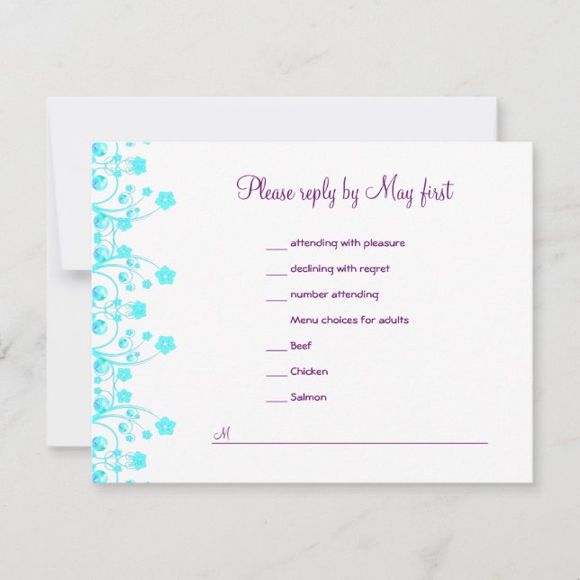 Allison Rachel Reception Card med menyval OSA Kort (Framsida)